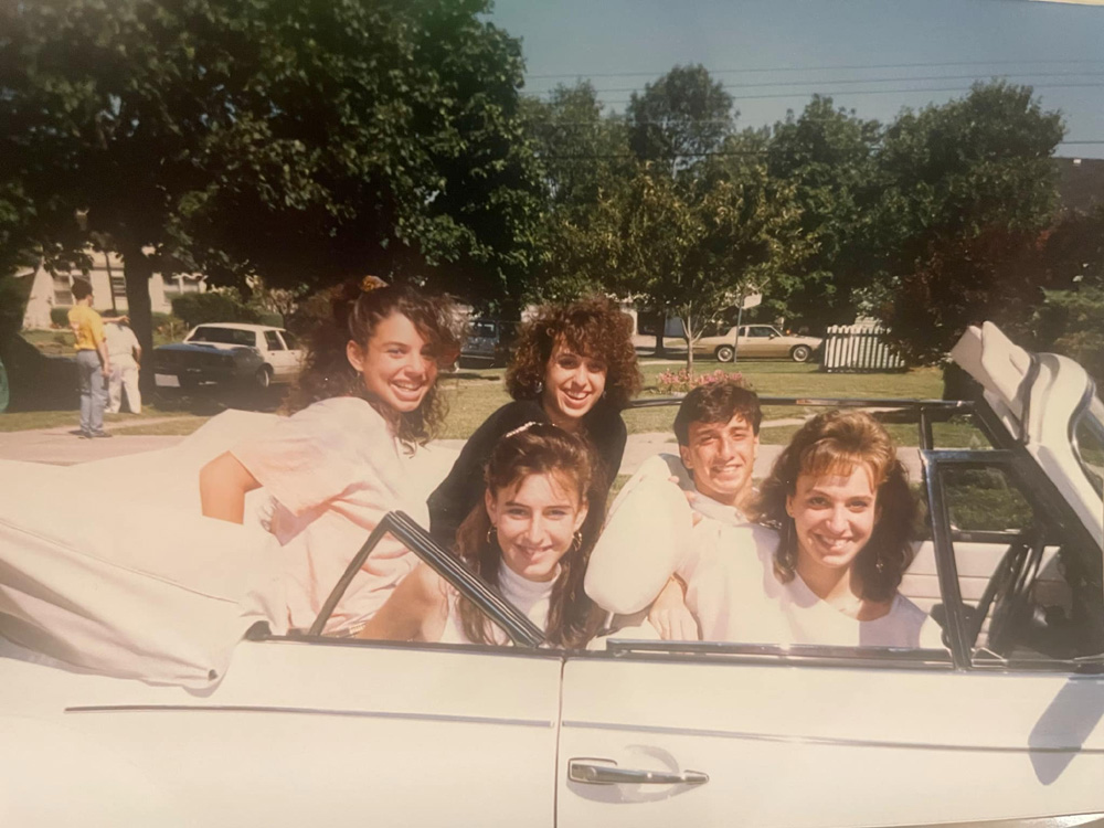 Super Beetle Convertible with all of the family inside